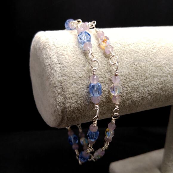 Handmade Wire Wrapped 2 Strand Bracelet, Cross Charm - Picture 7 of 10